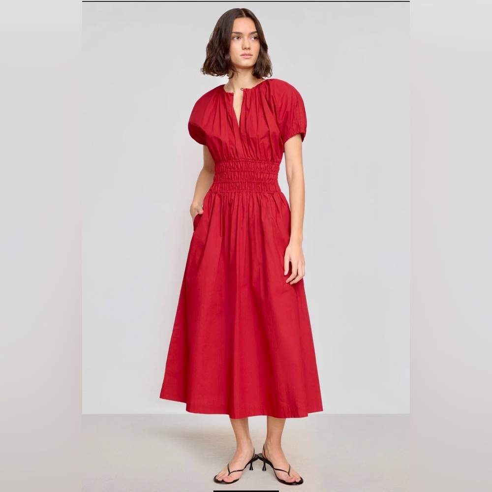 Modern Citizen Kyla Organic Cotton Red Midi Dress NWT 1X Feminine Summer